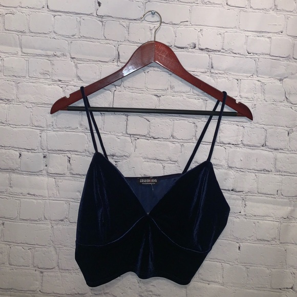 Fashion Nova Tops - Fashion Nova Dark Blue Polyester Crop top sz 1X
